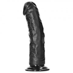   RealRock Curved - zakrivené realistické dildo s lepivými nožičkami - 15,5 cm (čierne)