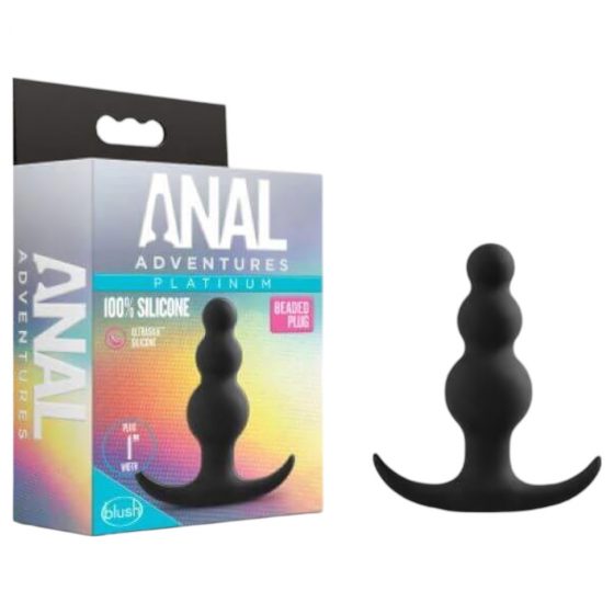 Blush Anal Adventures Platinum Beaded Plug - análne dildo s guličkami (čierne)