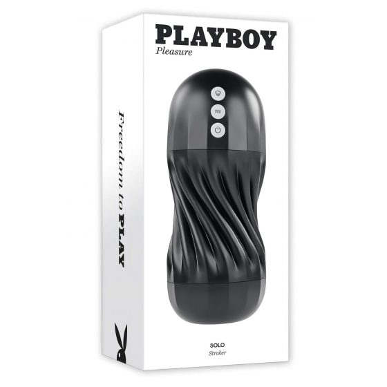 Playboy Solo Stroker - dobíjací vibračný masturbátor s odsávaním (čierny)