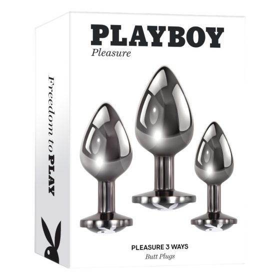 Playboy - análna sada - 3 kusy (strieborná)