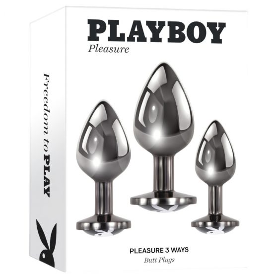 Playboy - análna sada - 3 kusy (strieborná)