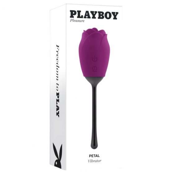 Playboy - vodotesný, nabíjateľný, jazýčkový ružový vibrátor (fialový)