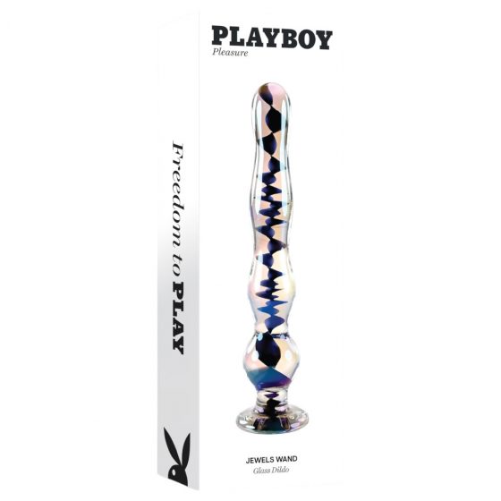 Playboy Šperky - vlnité sklenené dildo (priehľadné)