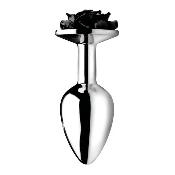 Booty Sparks Black Rose - 79g-ové hliníkové análne dildo (strieborno-čierne)