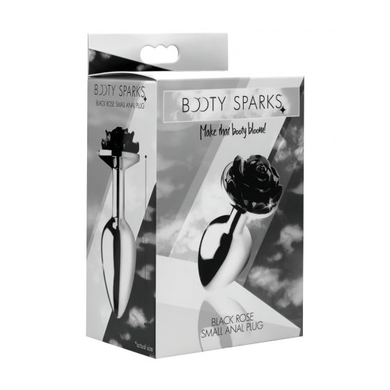 Booty Sparks Black Rose - 79g-ové hliníkové análne dildo (strieborno-čierne)