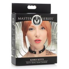   Master Series Kinky Kitty - obojok mačacia hlava s krúžkom (čierny)