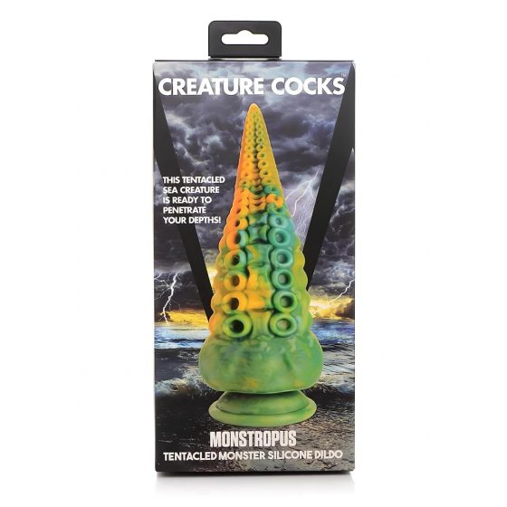 Creature Cocks Monstropus - silikónové dildo s ramenom chobotnice - 22 cm (žlto-zelené)