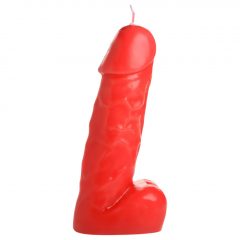   Spicy Pecker - sviečka s penisovými semenníkmi - veľká (červená)