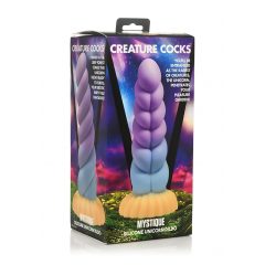   Creature Cocks Mystique - silikónové dildo s jednorožcom - 21 cm (fialovo-žlté)