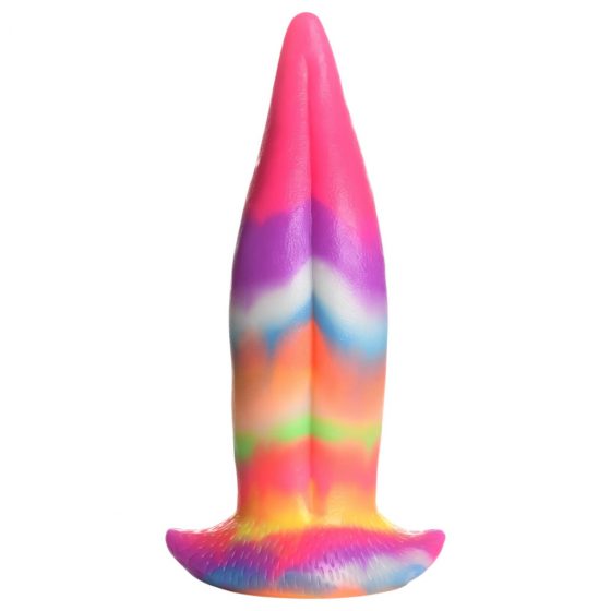 Creature Cocks Tongue - svietiace silikónové dildo - 21 cm (dúhové)