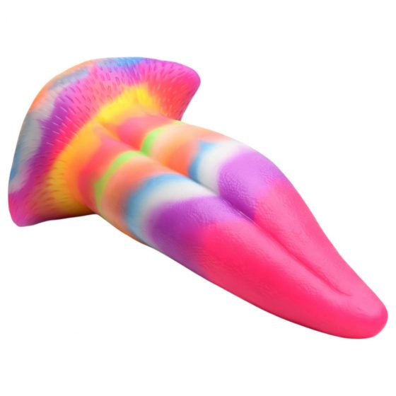 Creature Cocks Tongue - svietiace silikónové dildo - 21 cm (dúhové)