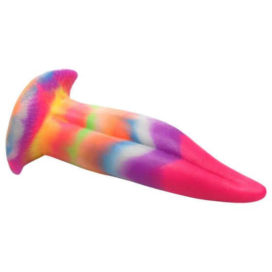 Creature Cocks Tongue - svietiace silikónové dildo - 21 cm (dúhové)