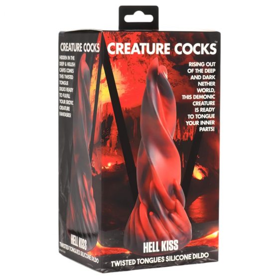 Creature Cocks Hell Kiss - stočené silikónové dildo - 19 cm (červené)