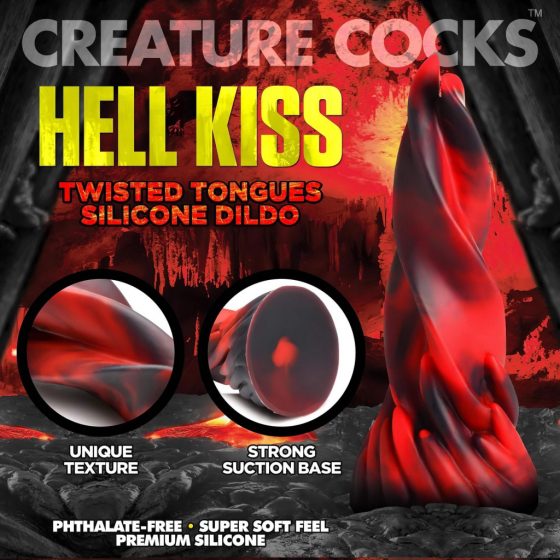 Creature Cocks Hell Kiss - stočené silikónové dildo - 19 cm (červené)