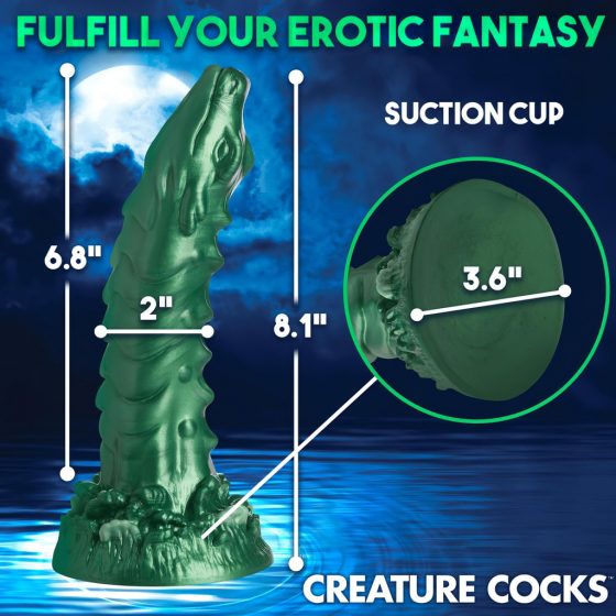 Creature Cocks Cockness Monster - silikónové dildo so svorkami (zelené)