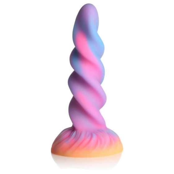 Creature Cocks Moon Rider - svietiace dildo s jednorožcom (fialovo-ružové)