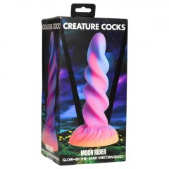   Creature Cocks Moon Rider - svietiace dildo s jednorožcom (fialovo-ružové)