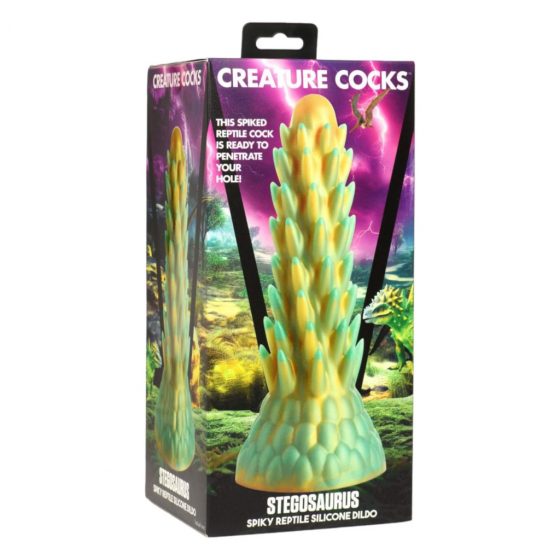 Creature Cocks Stegosaurus - silikónové dildo s hrotmi - 20 cm (zelené)