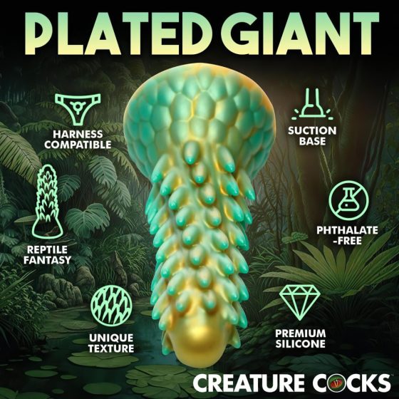 Creature Cocks Stegosaurus - silikónové dildo s hrotmi - 20 cm (zelené)