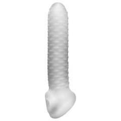   Fat Boy Checker Box - návlek na penis (19 cm) - mliečne biely