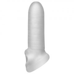   Fat Boy Micro Ribbed - návlek na penis (15 cm) - mliečne biely