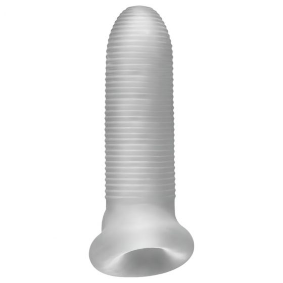 Fat Boy Micro Ribbed - návlek na penis (15 cm) - mliečne biely