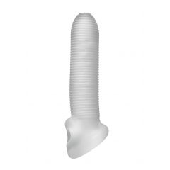   Fat Boy Micro Ribbed - návlek na penis (17 cm) - mliečne biely