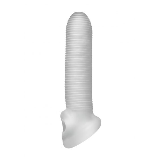 Fat Boy Micro Ribbed - návlek na penis (17 cm) - mliečne biely