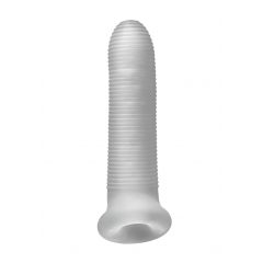   Fat Boy Micro Ribbed - návlek na penis (17 cm) - mliečne biely