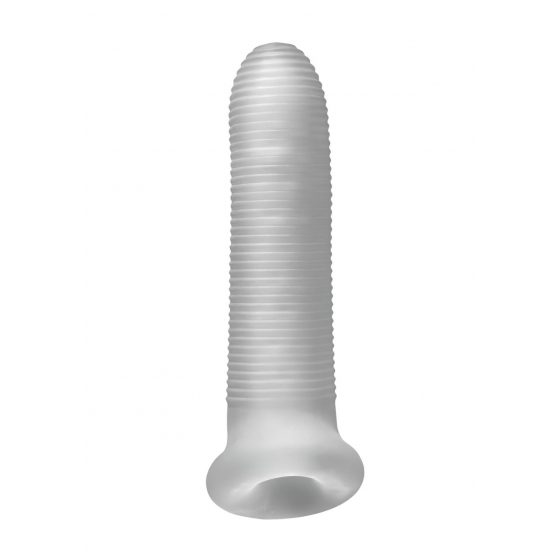 Fat Boy Micro Ribbed - návlek na penis (17 cm) - mliečne biely