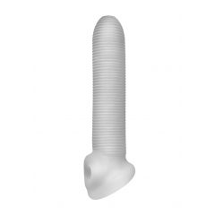   Fat Boy Micro Ribbed - návlek na penis (19 cm) - mliečne biely