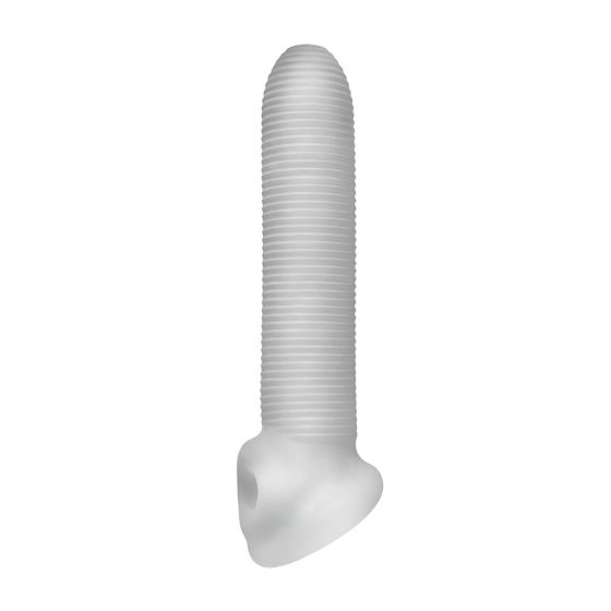 Fat Boy Micro Ribbed - návlek na penis (19 cm) - mliečne biely