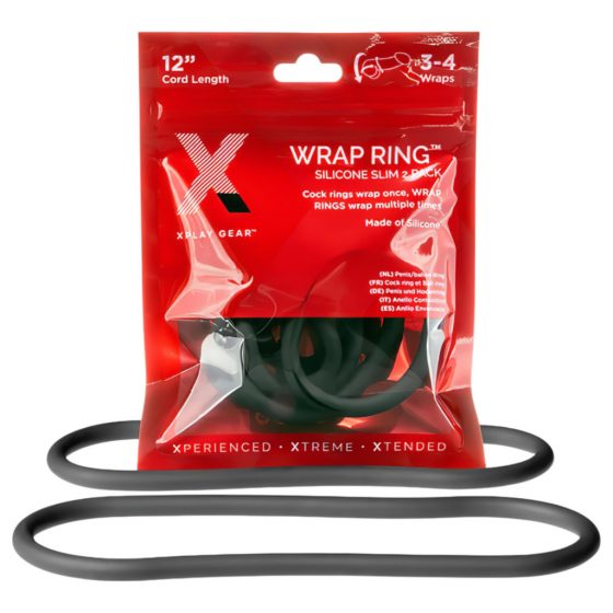 Perfect Fit Slim Wrap 12 - tenký krúžok na penis - čierny (30 cm)