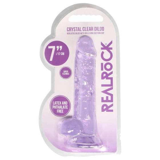 REALROCK - priesvitné realistické dildo - fialové (17cm)