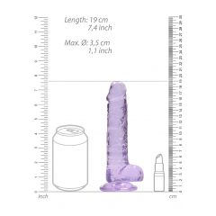 REALROCK - priesvitné realistické dildo - fialové (17cm)