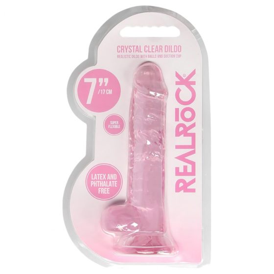 REALROCK - priesvitné realistické dildo - ružové (17cm)