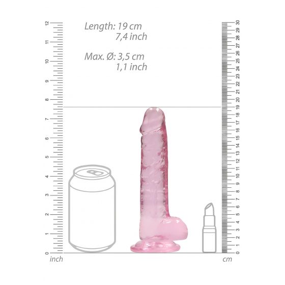 REALROCK - priesvitné realistické dildo - ružové (17cm)