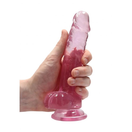 REALROCK - priesvitné realistické dildo - ružové (17cm)