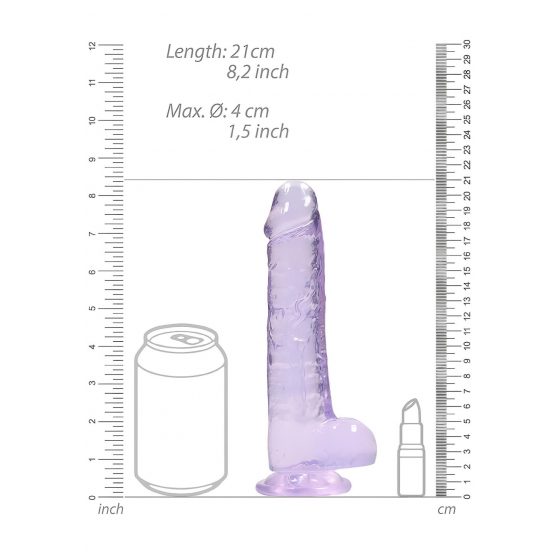 REALROCK - priesvitné realistické dildo - fialové (19cm)