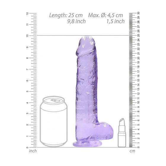 REALROCK - priesvitné realistické dildo - fialové (22cm)