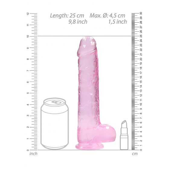 REALROCK - priesvitné realistické dildo - ružové (22cm)