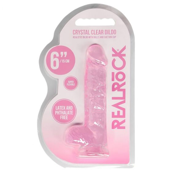 REALROCK - priesvitné realistické dildo - ružové (15cm)