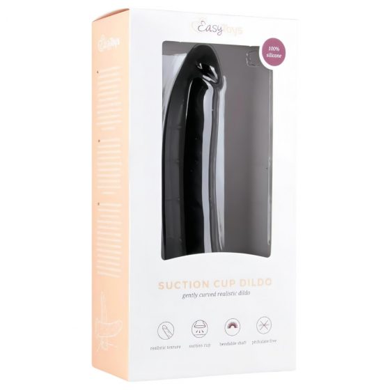 Easytoys Suction Cup Dildo - 100%-né silikónové dildo s prísavkou (21cm) - čierne