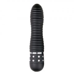   Easytoys Diamond Ribbed - vibrátor s rebrovanou tyčou (čierny)