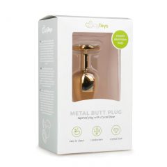   Easytoys Metal č.1 - zlatý análny kameňový plug - biely (2,5cm)