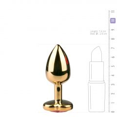   Easytoys Metal No.3 - análne dildo s ružovým kamienkom v tvare srdiečka - zlaté (2,5cm)