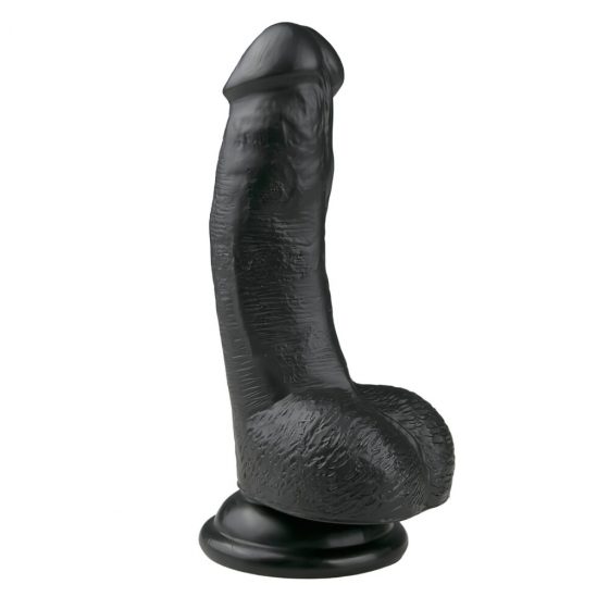 Easytoys - dildo so semenníkmi a prísavkou (15cm) - čierne