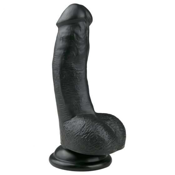 Easytoys - dildo so semenníkmi a prísavkou (15cm) - čierne