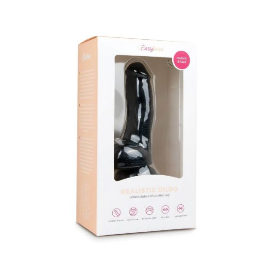 Easytoys - dildo so semenníkmi a prísavkou (15cm) - čierne