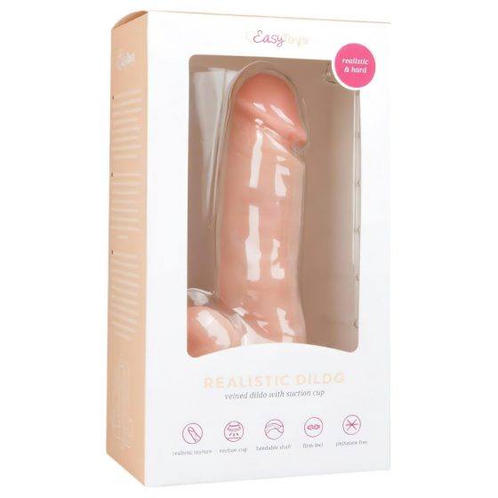 Easytoys - dildo s prísavkou a semenníkmi (17,5cm) - telová farba